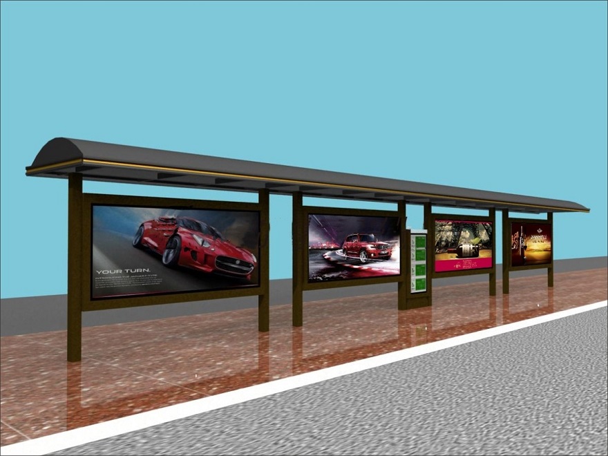 四川省中江縣金屬烤漆公交站臺(tái)修建完畢